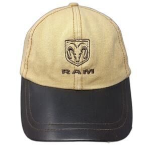 Ram Strapback Baseball Cap Brown One Size Adjustable Embroidered Vented Holes